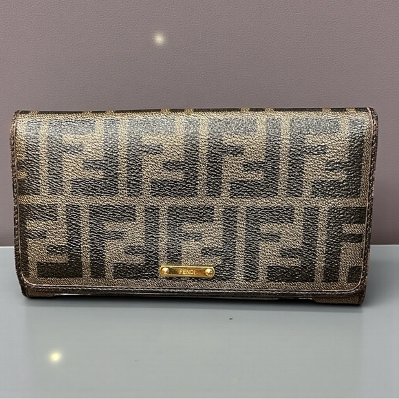 Fendi FF Zucca Logo Continental Wallet Brown/Black – Zip Coin + Dust Bag + COA